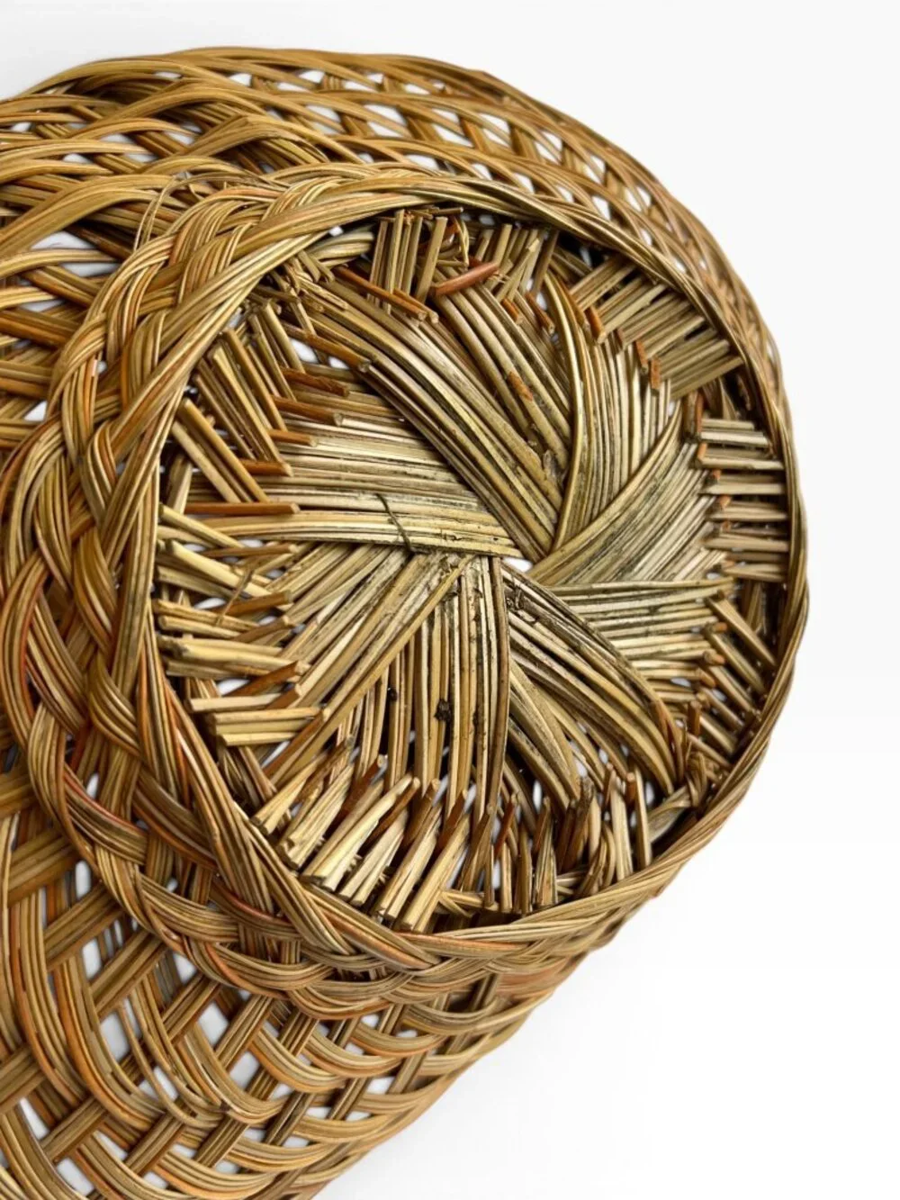 Handwoven Wicker Basket with Braided Double Handles